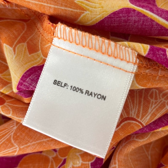 Rose & Olive Orange and Pink Puff Sleeve Floral Blouse size M - Picture 6 of 11